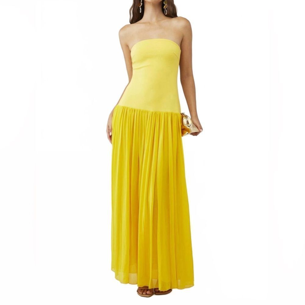NWT Elliatt Yellow Strapless Gown Dress Size M - Picture 3 of 12